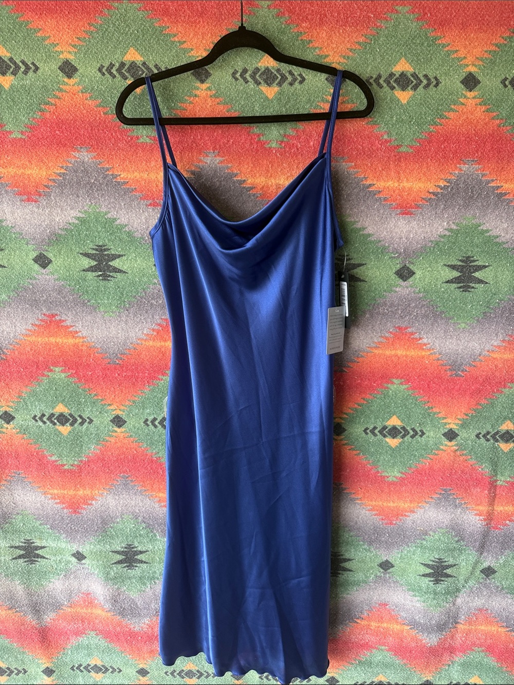 bebe Royal Blue Cowl Neck Midi Slip Dress